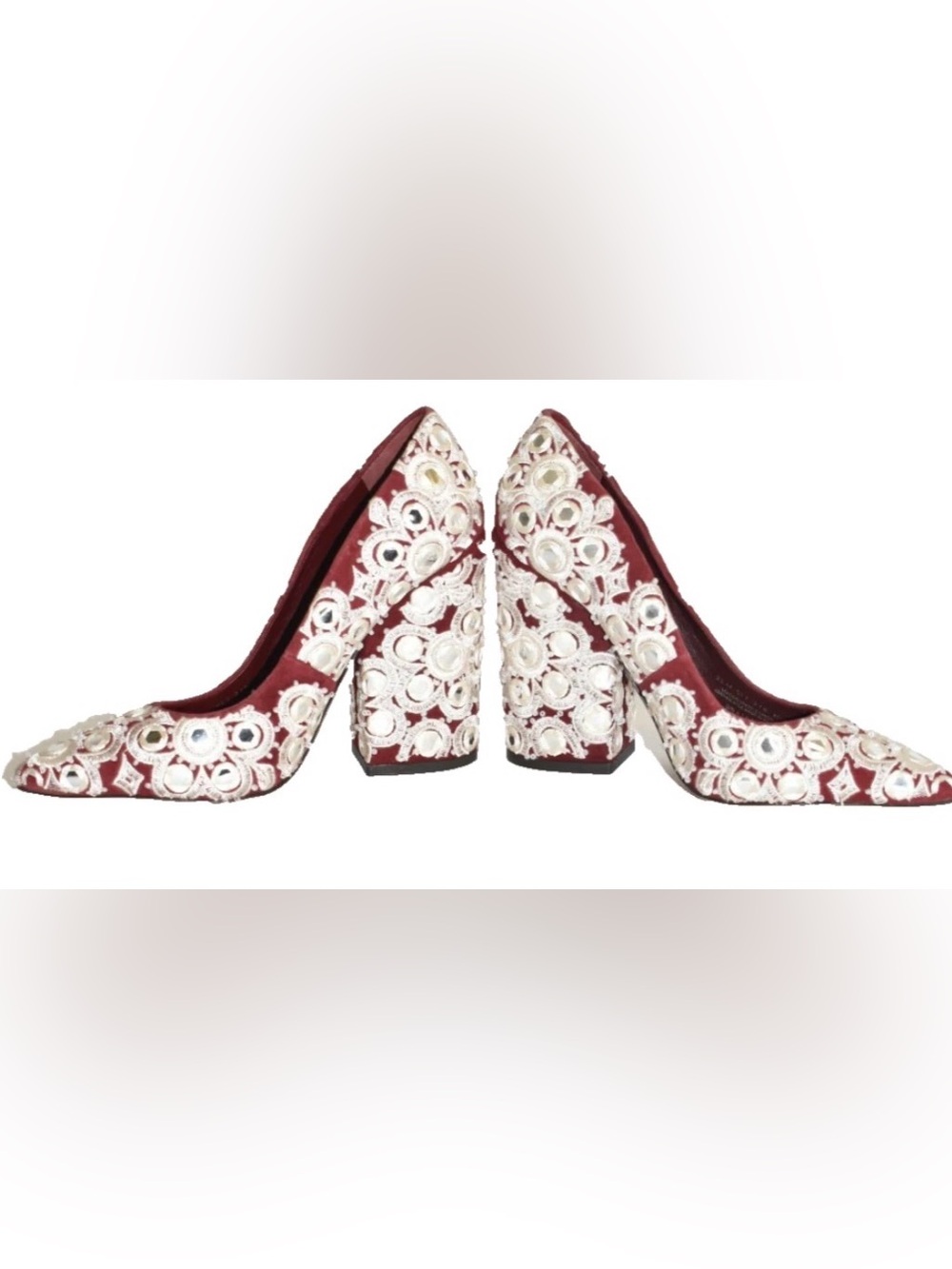 Tory Burch Francesca NIB size 6 Baroque embroidered, pearl studded, mirrored